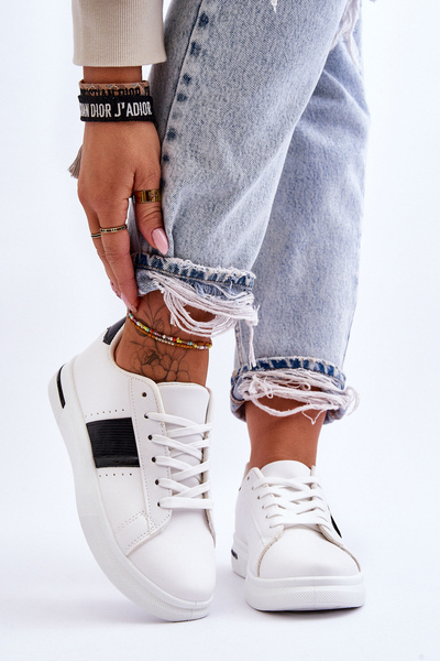 Sportowe Buty Damskie Platforma Biało-Czarne Soris