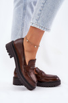 Classic Women's Moccasins Made Of Eco Leather Brown Enticca
