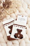 Youth Warm Socks with Bear White-Brown