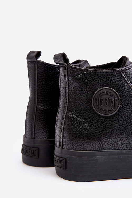 Men's High Top Zip Up Fleece Lined Sneakers Black Big Star MM174065