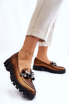 Women's Loafers On The Platform Laura Messi 2392 Dark Gold