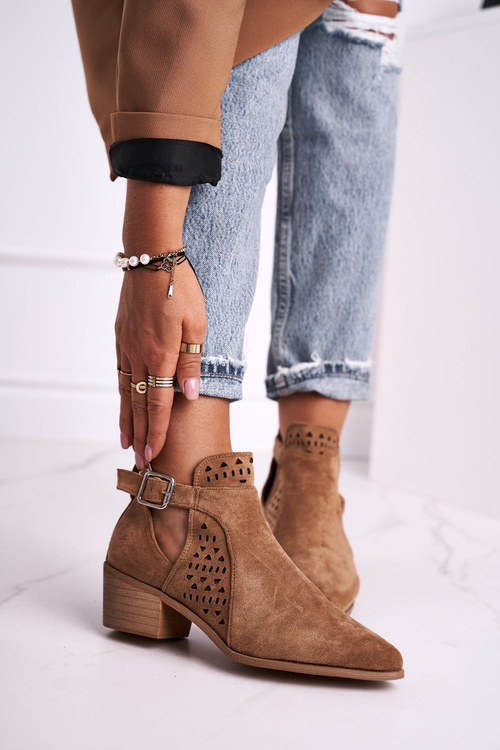 Suede Boots On A Block Heel Camel Esen 