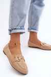 Women's Moccasins with Faux Suede Decoration Beige Winalita