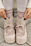 Snow Boots With Lacing On Platform Beige Mavora