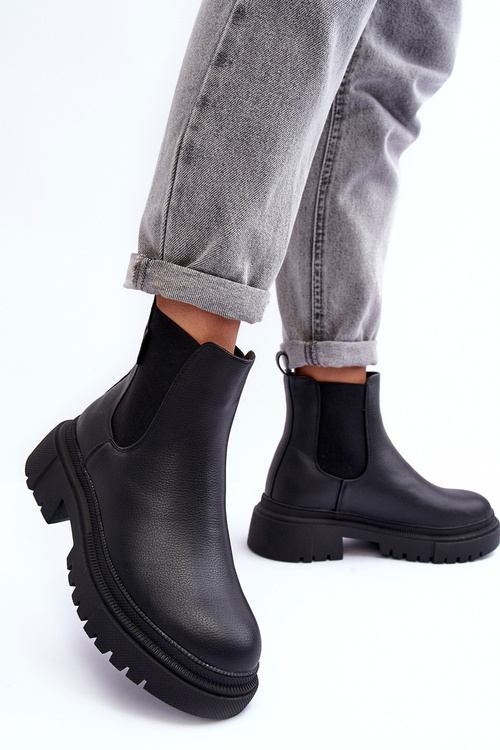 Leather Ankle Boots with Insulated Big Star MM274619 Black