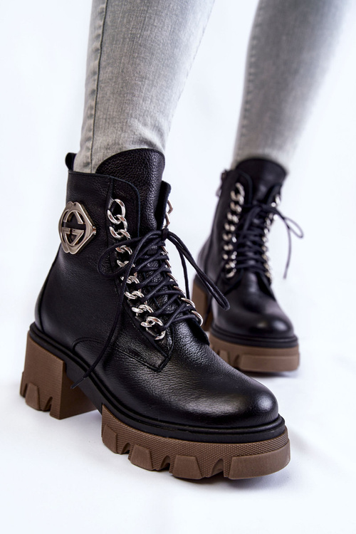 Botki Skóra Ocieplane Suwak Czarne Lemar Raynes