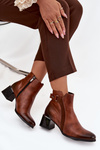 Leather Women's Heeled Boots with Heating Zazoo 60563 Brown