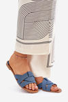 Flat Women's Sandals With Intertwining Straps Denim Selaenor