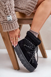 Snow boots on platform with lacing black Izathiel