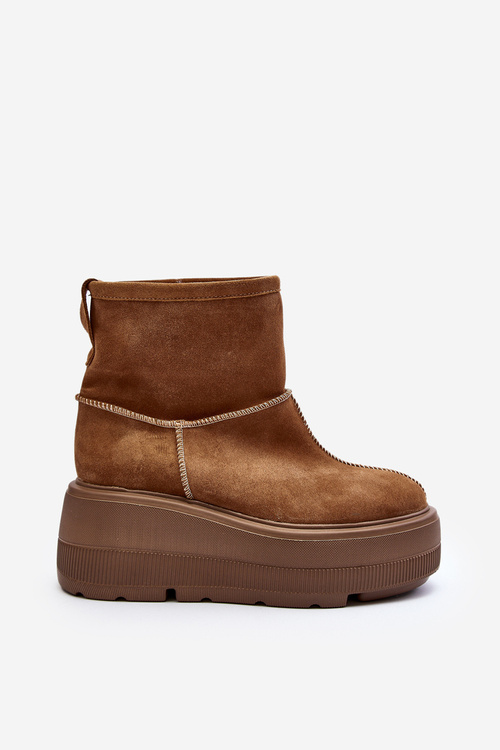 Botki Damskie Na Grubej Podeszwie Zazoo 3424 Camel