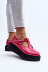 Zazoo 20102 Stylish Patent Leather Loafers on Chunky Platform Fuchsia