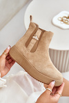 Slip On Women's Platform Boots With A Buckle Eco Suede Brown Ciatheia