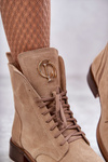 Lace-up suede boots With Decoration Nicole 2750 Beige