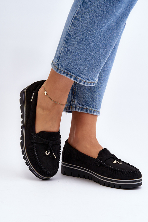 Women's Black Platform Moccasins Railav