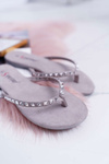 Women's Grey Flip Flops With Studs Heaven