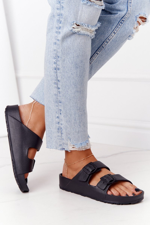 Women's Rubber Slippers Black Stacy