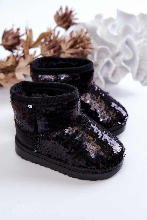 Children's Insulated Snow Boots With Sequins Black Shard
