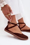 Ladies Suede Ballerinas Barefoot with Straps Zazoo 191 Chocolate