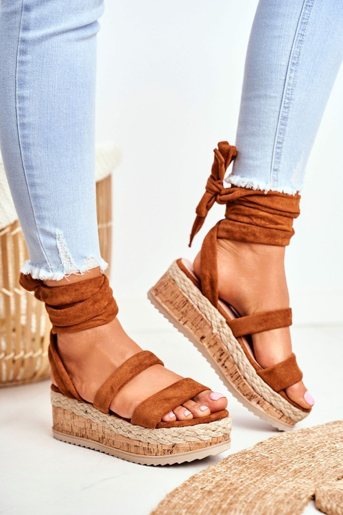Women's Platform Sandals Tied Camel La Favorite