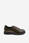 Ladies' Leather Lace-up Shoes Dark Green Naker