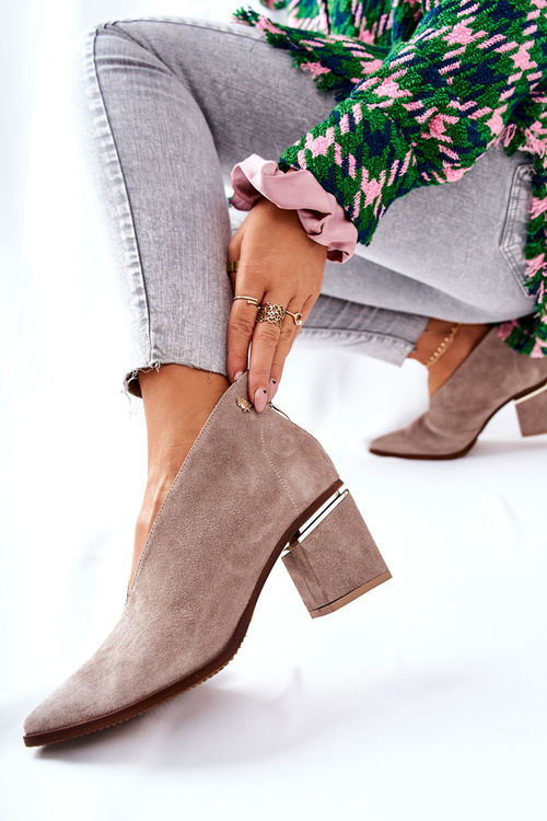 Heeled Leather Boots Laura Messi Beige 2344