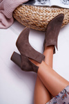Women's Heeled Spring Boots Leather Suede Dark Cappuccino Nicole 2430