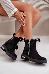 Women's warm boots with a zipper Black Calvaro