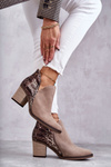 Women's leather boots on a high heel Maciejka Beige 04492-43