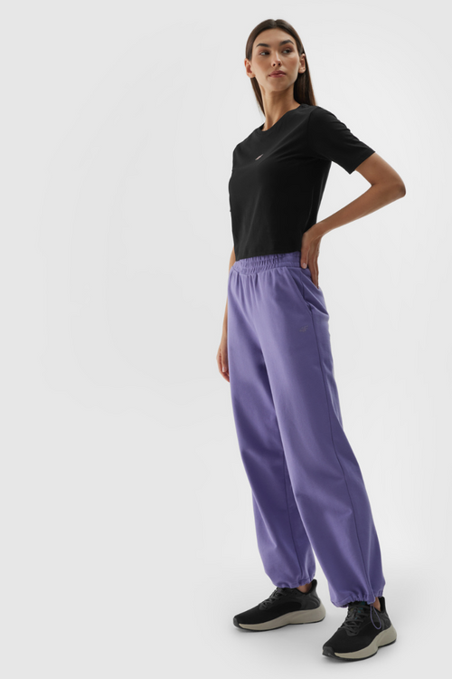 Women's Cotton T-shirt Slim Cropped 4F Black 4FWAW24TTSHF1701-20S