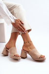 Women's Beige High Heel Sandals Bralya