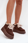 Women's Snow Boots On Platform With Shearling Type Lamb Brown Luma