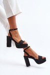 Black Jeans Sandals with Heel Acrana