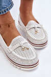 Mokasyny Ażurowe Damskie Białe Twista JH102-9
