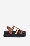 Womens sandals with straps on platform Camel Gallari