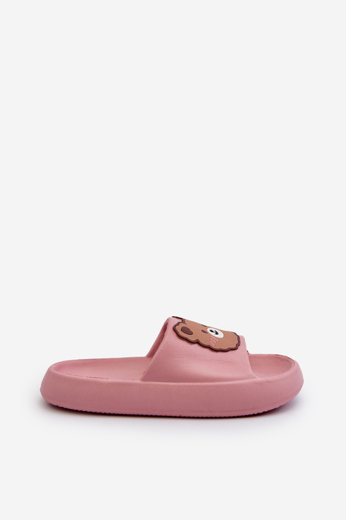 Kids Lightweight Slippers With Teddy Bear Pink Lindeheta