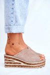 Leather Wedge Slippers Cappuccino Nicole 2559