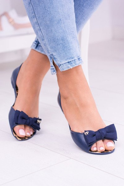 Navy Blue Rubber Women's Cocard Ballerinas Victoria