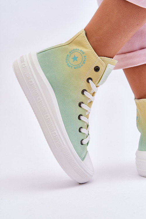 High Platform Sneakers Big Star LL274A190 Yellow-Green