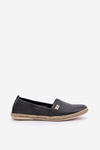 Espadryle Damskie Eleganckie Skóra Naturalna Czarne Zazoo 10177