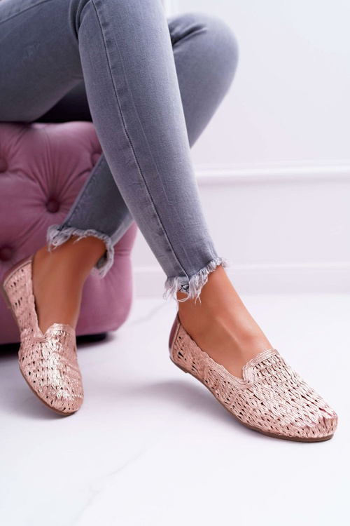 Baleriny Damskie Lu Boo Plecione Różowe Złoto 4Ever