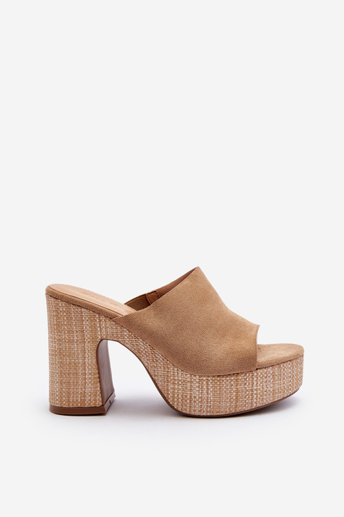 Women's Mules with High Heel Platform Brown Siobhan