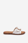 Women's White Sandals with Strap and Buckle Opahiri