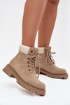 Women's Lace-up Boots Beige Norena