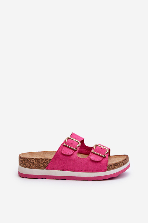 Women's Platform Sandals with Buckles Eco Suede Pink Ursila
