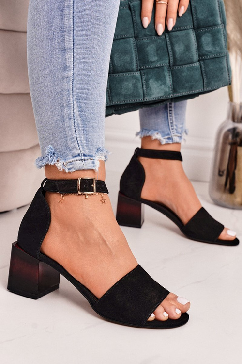 Sandals On Block Heel Laura Messi 2285 Suede Black