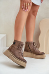 Suede Ankle Boots On A Chunky Platform Maciejka 06309-02 Dark Brown