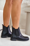 Insulated Flat Chelsea Boots With Zipper Black Tinra