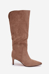 Women's Boots On Heel Insulated With Eco Suede Dark Beige Arelisse
