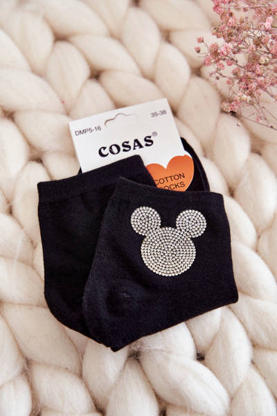 Women's Cotton Socks With Cubic Zirconia Cosas Black