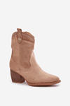 Cowboy Ankle Boots With Eco Suede Beige Narinae